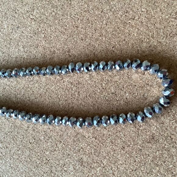 crystal SILVER FACETED BEADS WOMAN HAND MADE NECKLACE - Picture 8 of 13